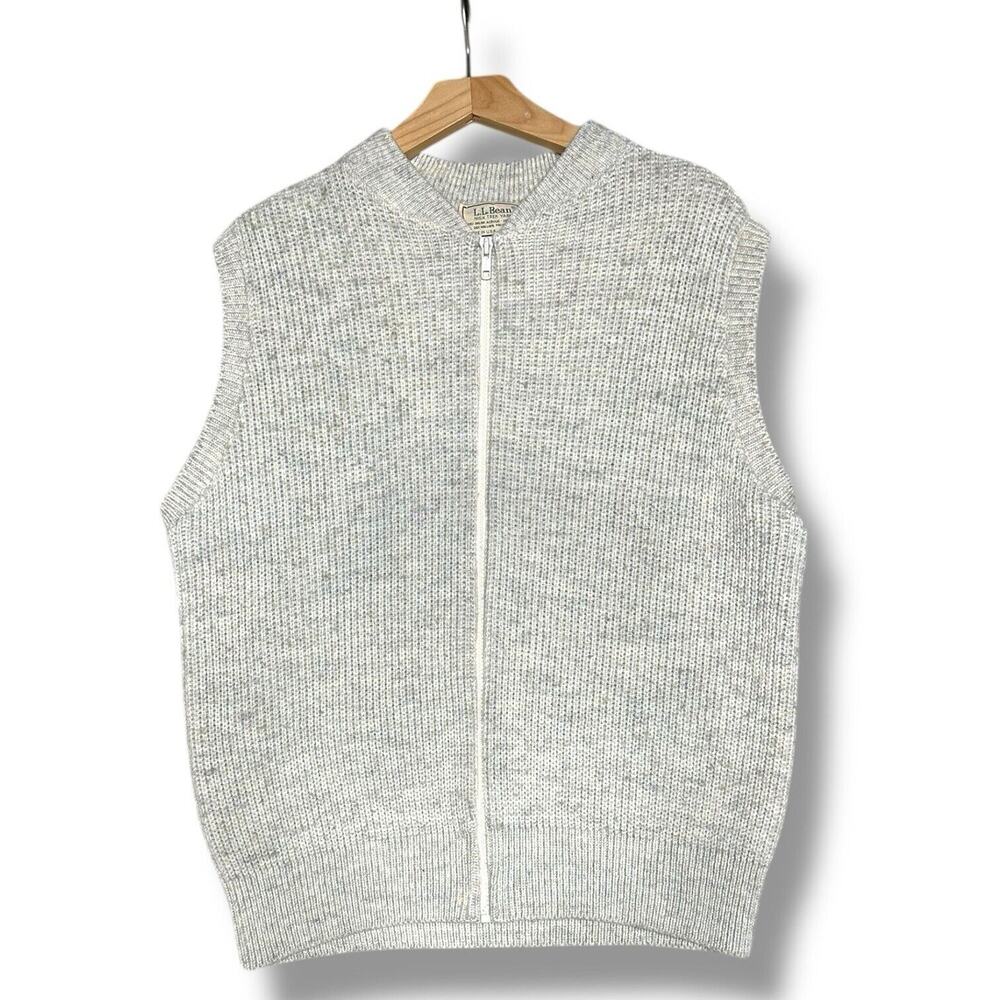 Vtg LL Bean Sweater Vest High Trek Yarn Wool Full Zip Ribbed USA Gorpcore Sz XL